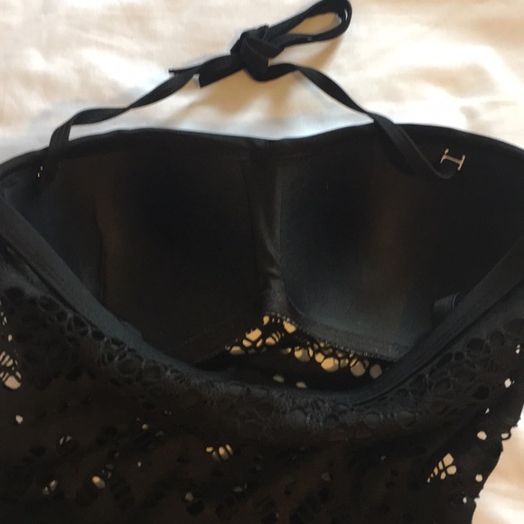 1 LEFT 2x HP Black Lace Crochet 1 Piece Swim Suit - Picture 5 of 6